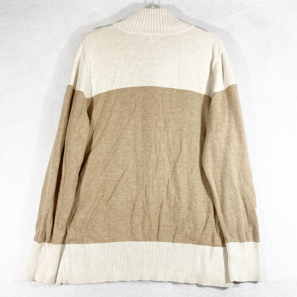 Eddie Bauer Sweater Womens 2XL Tan Henley Button Mock Neck Long Sleeve Knit - Picture 2 of 8